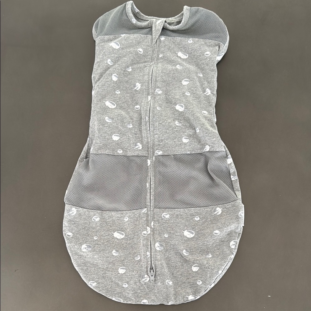 Gray Baby Swaddle with Polka Dots